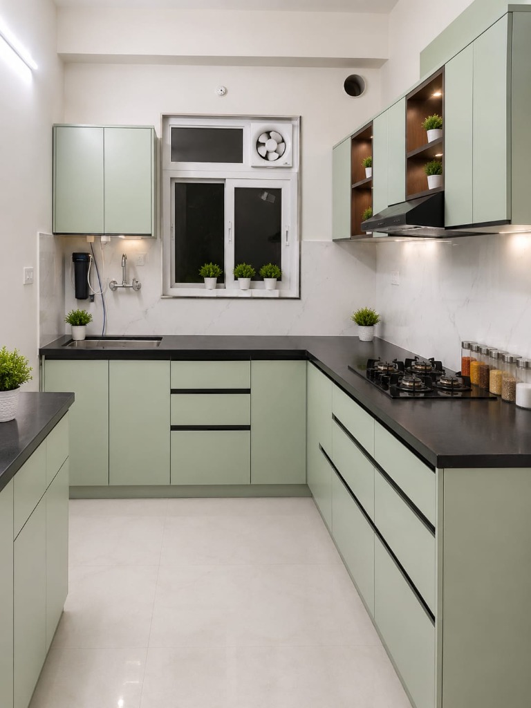 Sage Green Modular Kitchen